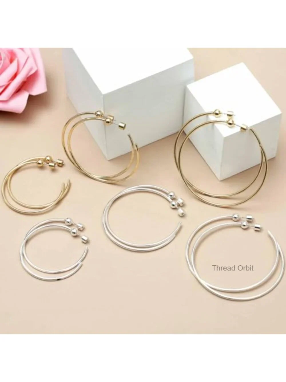 Large Gold Hoop Earrings 2mm Thick Hypoallergenic Screw Back